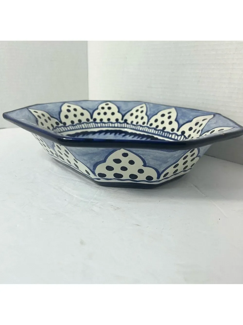 VTG Talavera Mexican Pottery Serving Dish Centerpiece Handpainted Floral Signed